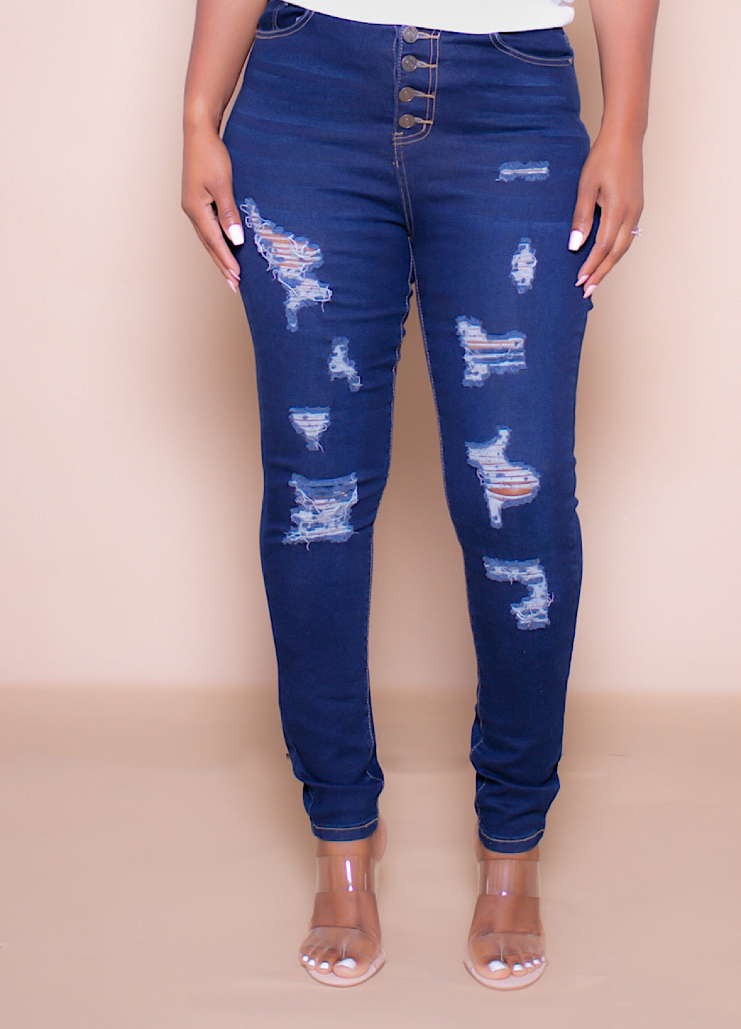 Dark Distressed Skinny Jeans