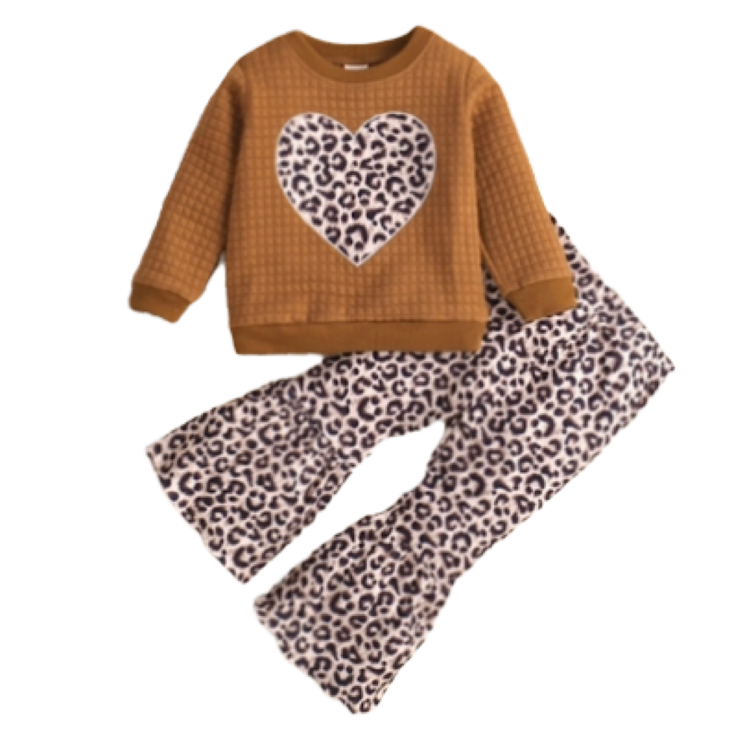 Brown Quilted Leopard Set