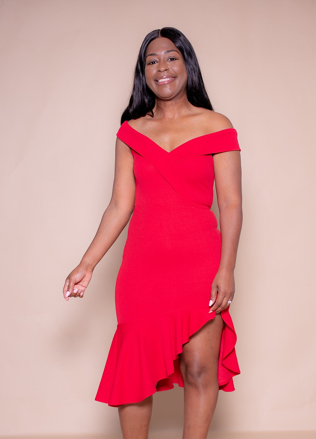 Red Off-Shoulder Dress