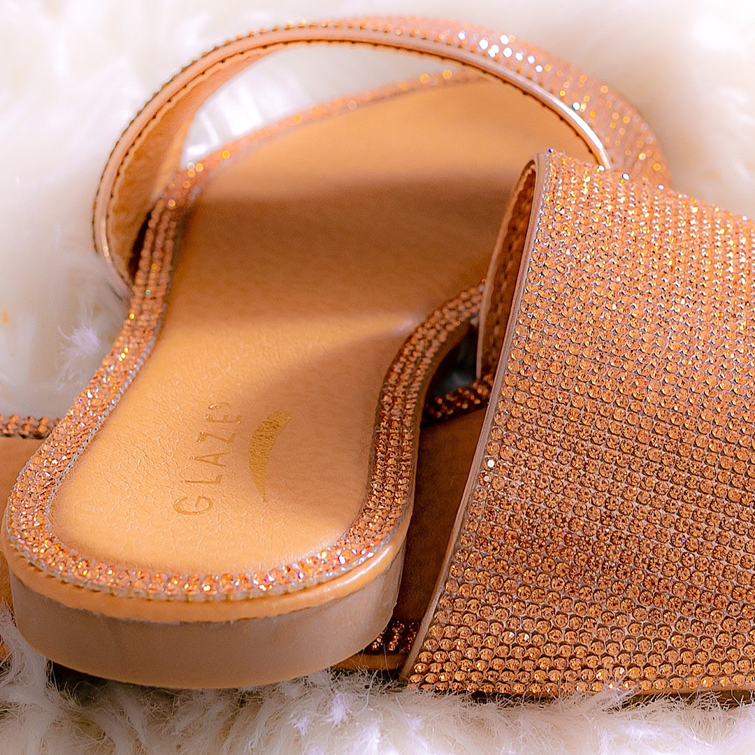 Rhinestone Sandals - Rose Gold