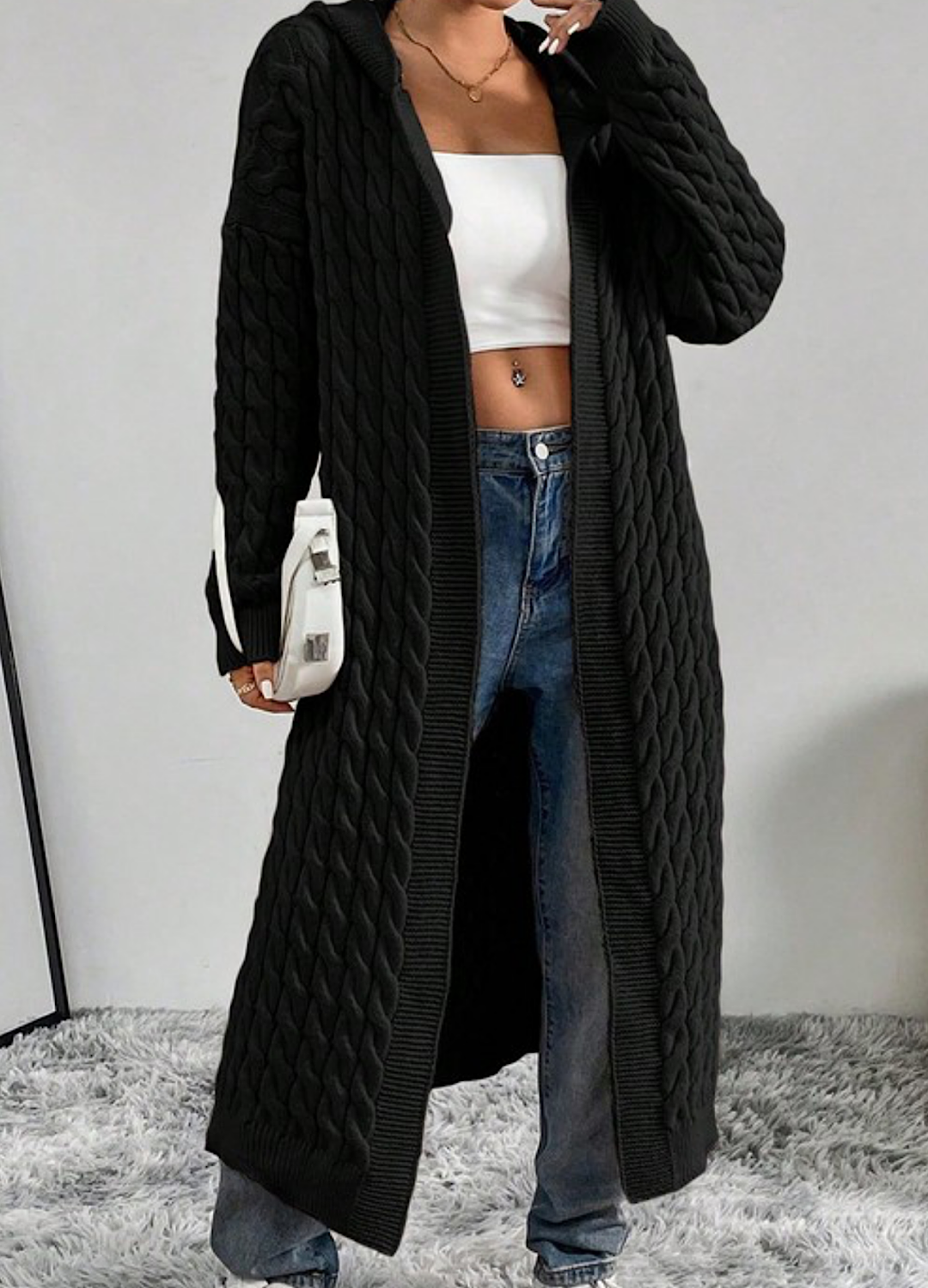 Hooded Long Sweater Cardigan