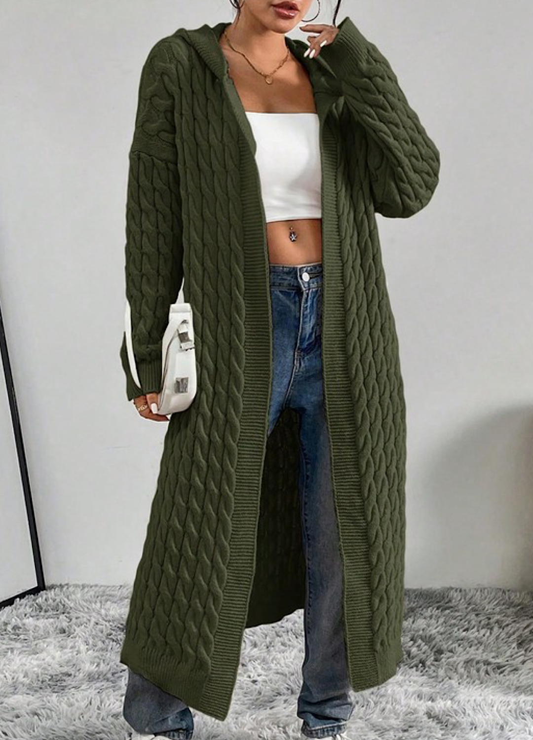 Hooded Long Sweater Cardigan