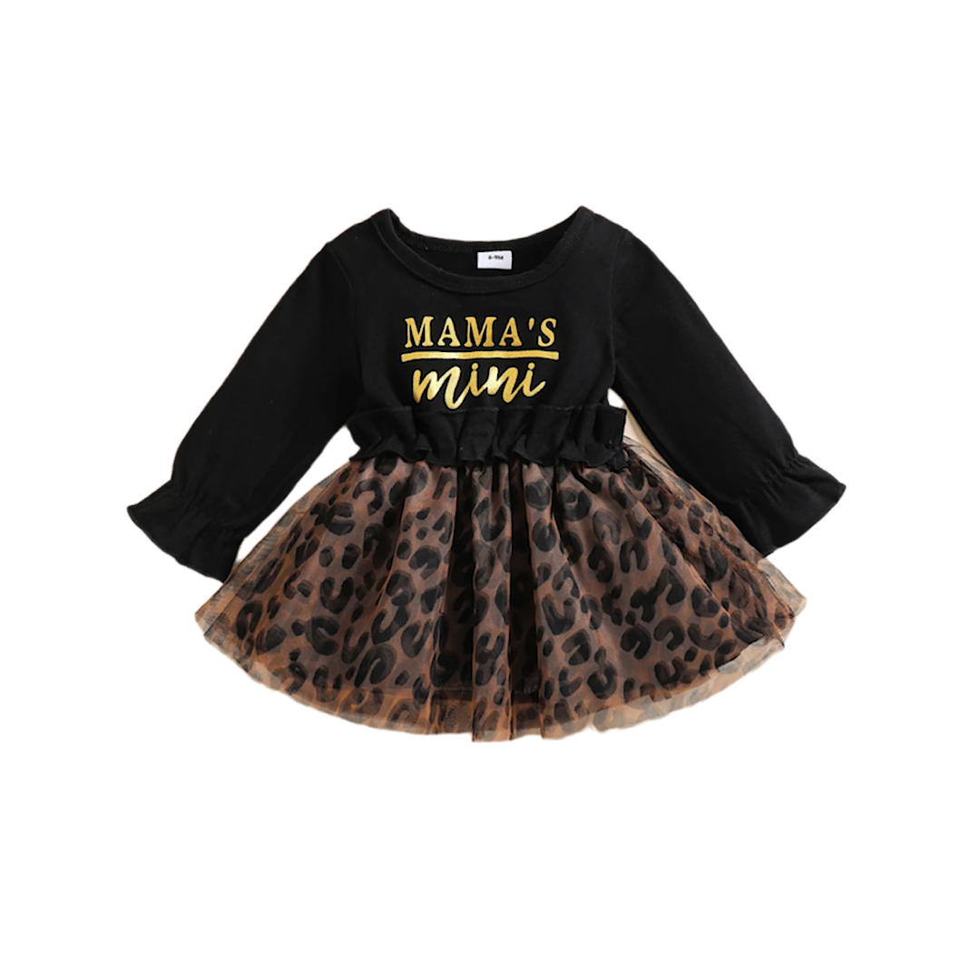 Black “Mama’s Mini” Leopard Dress