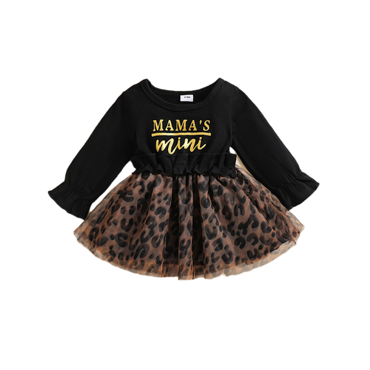 Black “Mama’s Mini” Leopard Dress