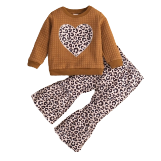 Brown Quilted Leopard Set