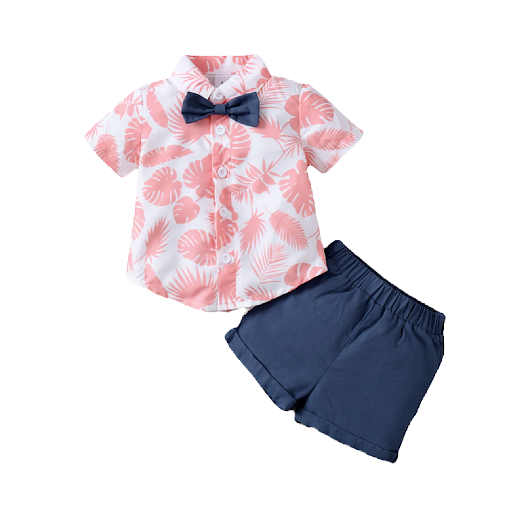 Pink Leaf Short Set