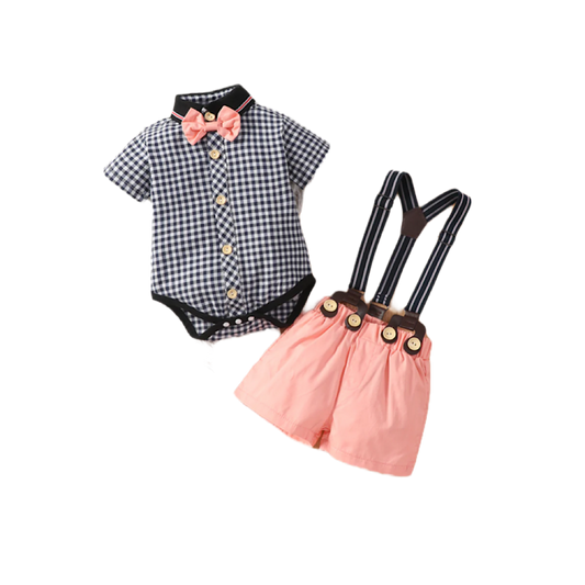 Boys Suspender Short Set