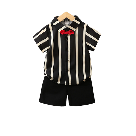 Boys Black Striped Set