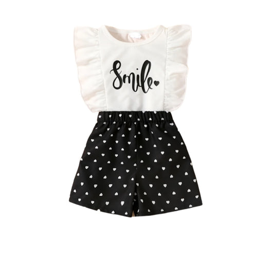 Smile Ruffle Polka Dot Short Set