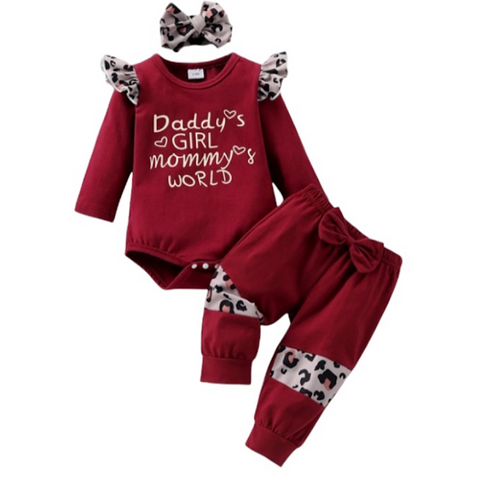 Burgundy Daddy’s Girl Mommy’s World Set